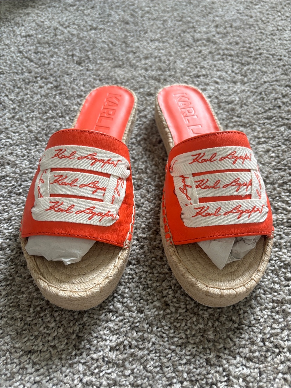 Karl Lagerfeld Coral Canvas Espadrille Slide Mules